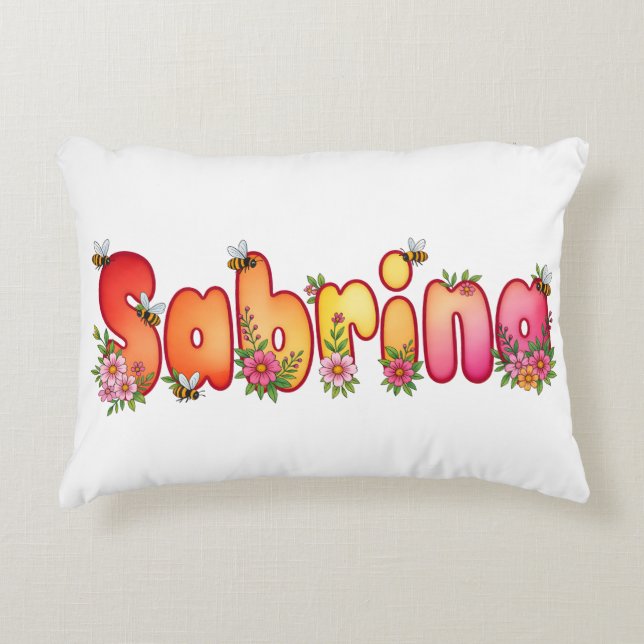 Sabrina - Personalized Bee Pillow (Front)