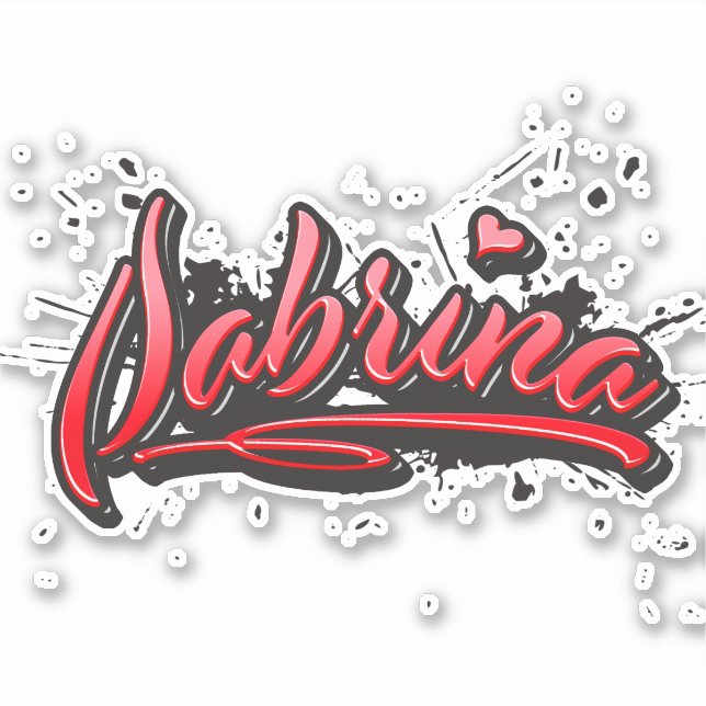 Sabrina red heart graffiti sticker decal (Front)