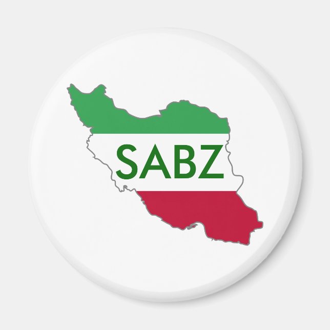 "SABZ" Iran Flag Map Magnet (Front)