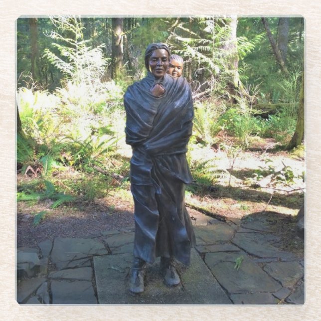 Sacagawea Statue, Fort Clatsop, Astoria, Oregon Glass Coaster (Front)