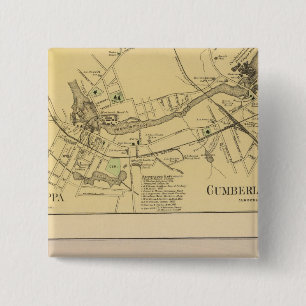 Saccarappa, Cumberland Mills, Washburn Village map 15 Cm Square Badge