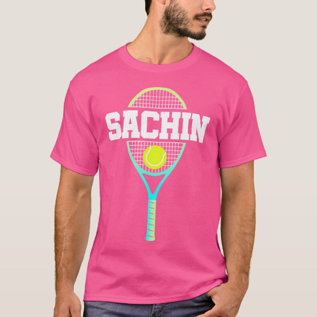 Sachin Name Tennis Player Boys Ball And Racket Spo T-Shirt (Front)