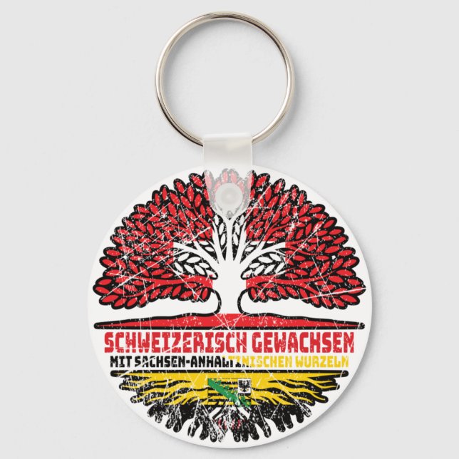 Sachsen-Anhalt Schweizer Schweiz Baum Key Ring (Front)