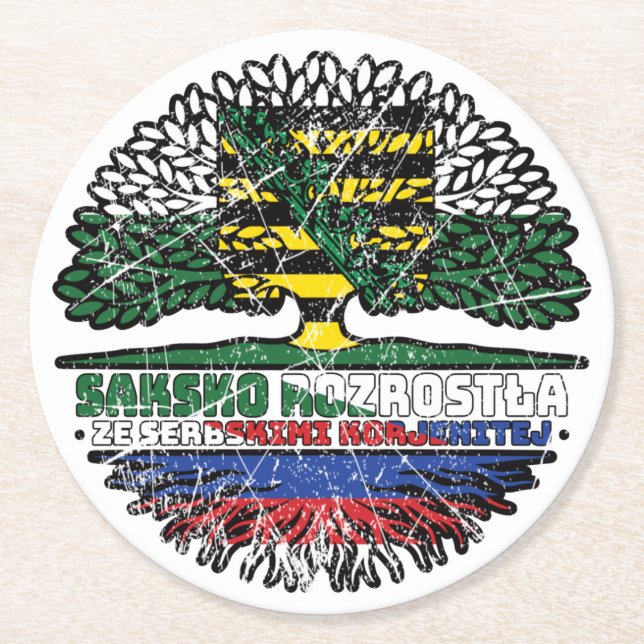 Sachsen Sächsisch Sorbisch Sorben Baum Wurzel Round Paper Coaster (Front)