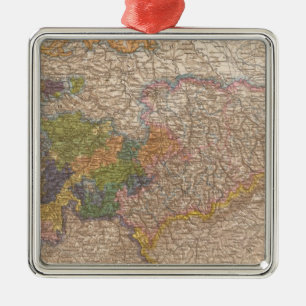 Sachsen, Thuringische Staaten Atlas Map Metal Tree Decoration