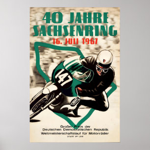 Sachsenring GP 1967 Motorcycle Race Poster Vintage