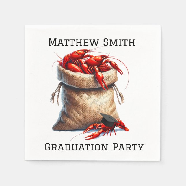 Sack Of Crawfish Graduation Party Custom Napkin (Front)