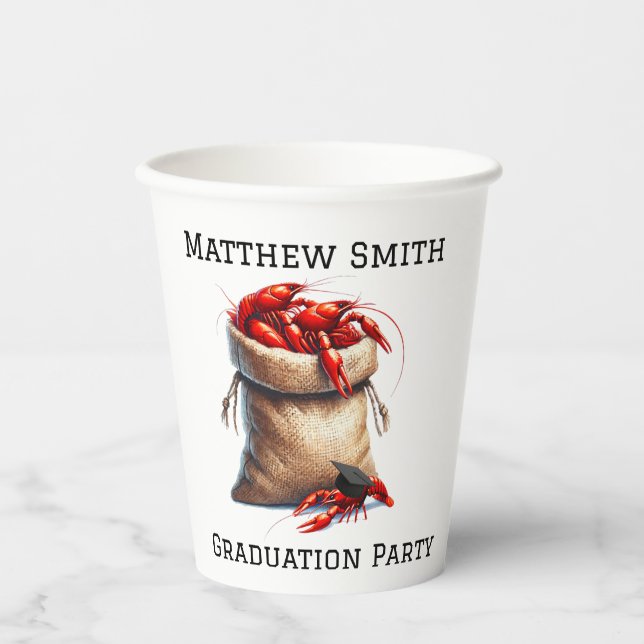 Sack Of Crawfish Graduation Party Custom Paper Cups (Front)