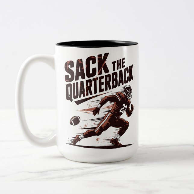 Sack The Quarterback Two-Tone Coffee Mug (Left)