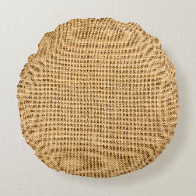 Sackcloth Texture: Rustic Background Essence Round Cushion (Front)
