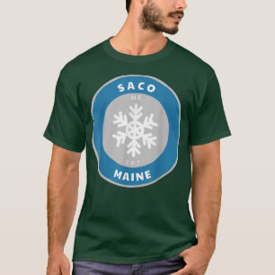 Saco Maine ME Winter Snow Snowflake Badge Souvenir T-Shirt