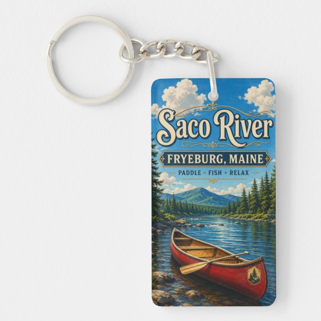 Saco River Fryeburg Maine Rectangle Acrylic Keycha Key Ring (Front)