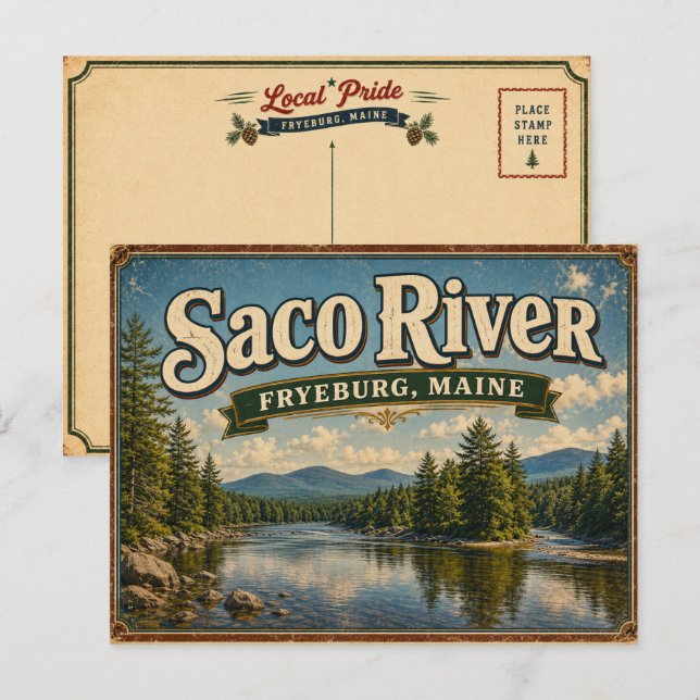 Saco River Fryeburg Maine Scenic Postcard (Front/Back)