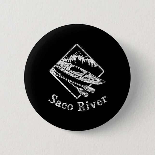 Saco River Kayak Kayaking Boating Rapids Canoe Pad 6 Cm Round Badge (Front)