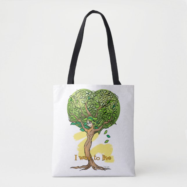 sacola com estampa ecologica de arvore com rosto tote bag (Front)
