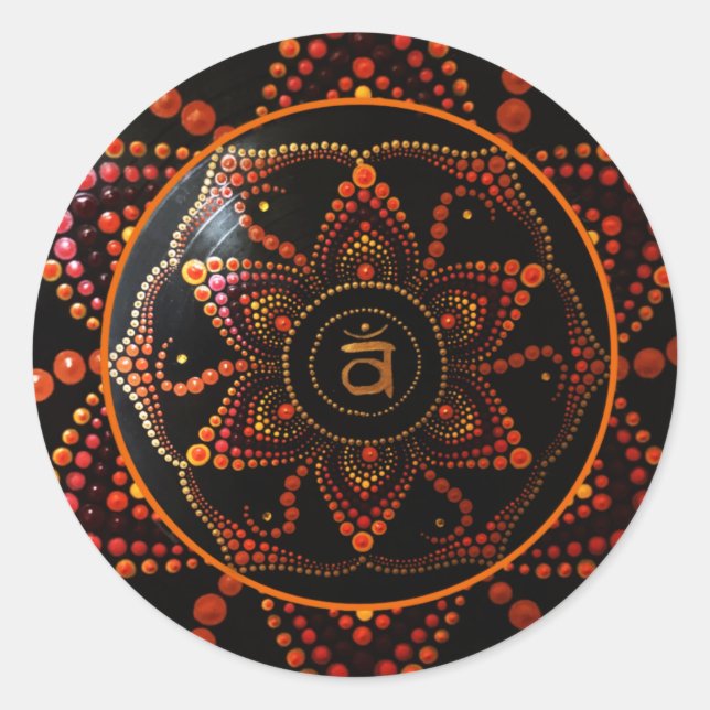 Sacral Chakra, Svadhishthana Dot Art Mandala Classic Round Sticker (Front)
