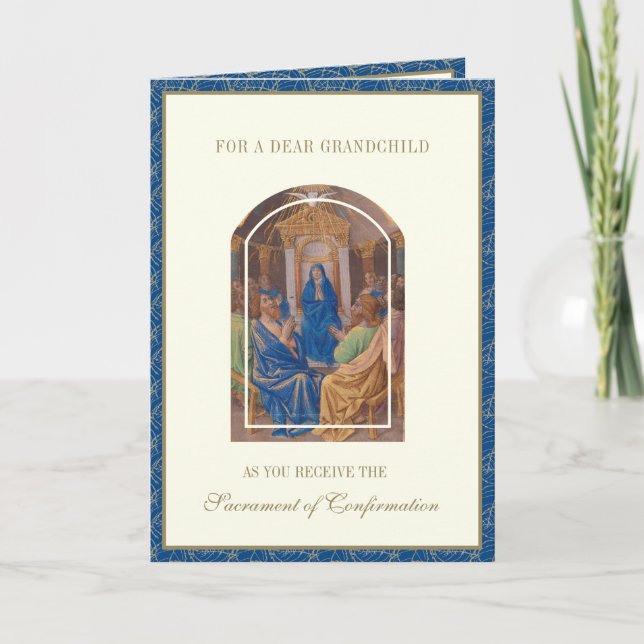 Sacrament Confirmation Holy Ghost Grandchild Holiday Card (Front)