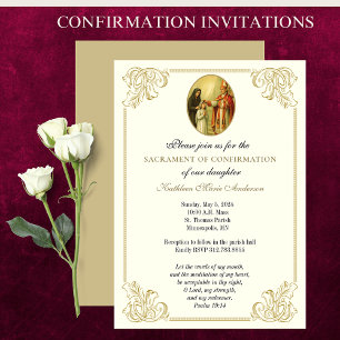 Sacrament of Confirmation Girl Religious Catholic Invitation