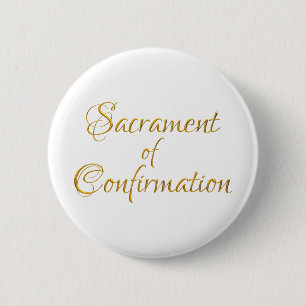 Sacrament of Confirmation Golden 3D Look 6 Cm Round Badge