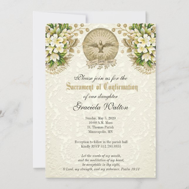 Sacrament of Confirmation Religious Catholic  Invitation (Front)