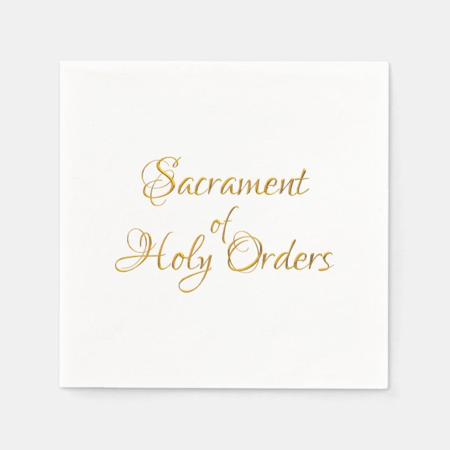 Sacrament of Holy Orders Golden 3D Look Napkin (Front)