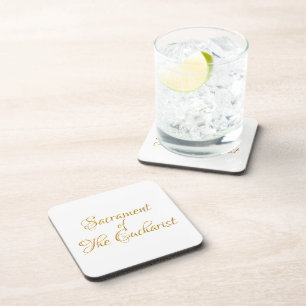 Sacrament of The Eucharist Golden 3D Look Coaster