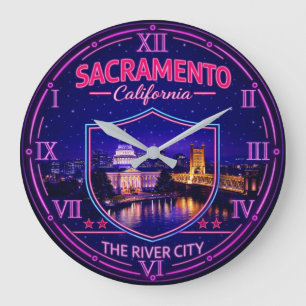Sacramento California Capitol Skyline Large Clock