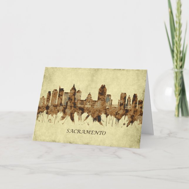 Sacramento California Cityscape Holiday Card (Front)