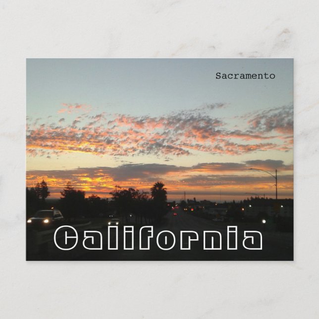 Sacramento California - Evening Traffic Postcard (Front)