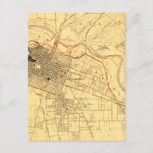 Sacramento California Vintage Map Postcard