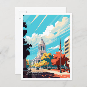 Sacramento California vintage travel illustration Postcard