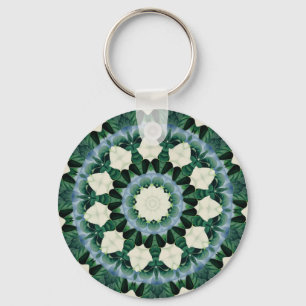 Sacramento Green and Cerulean Blue Mandala Key Ring