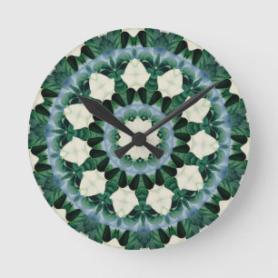 Sacramento Green and Cerulean Blue Mandala Round Clock