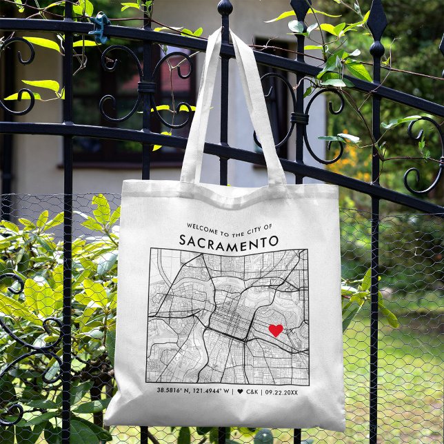 Sacramento Love Locator | City Map Wedding Welcome Tote Bag (Creator Uploaded)
