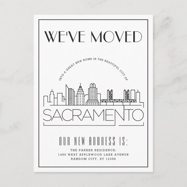 Sacramento Modern Deco | Change of Address Announcement Postcard (Front)