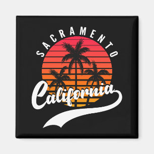 Sacramento Retro Sunset And Palm Trees Magnet