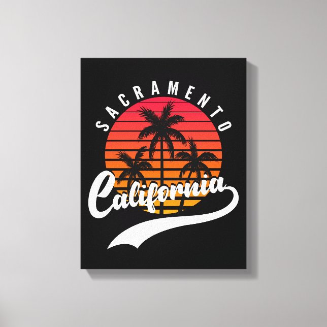 Sacramento Retro Sunset Canvas Print (Front)
