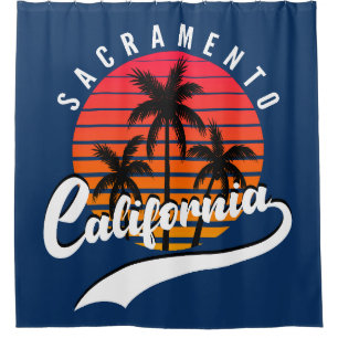Sacramento Retro Sunset Shower Curtain