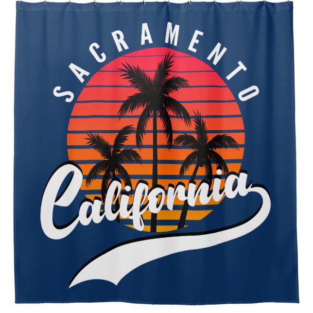 Sacramento Retro Sunset Shower Curtain (Front)