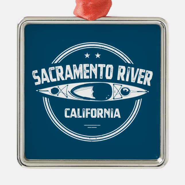 Sacramento River California Kayaking Metal Tree Decoration (Front)