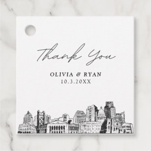 Sacramento Sketch Wedding Favour Tag