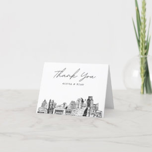 Sacramento Skyline Sketch Blank Thank You Card
