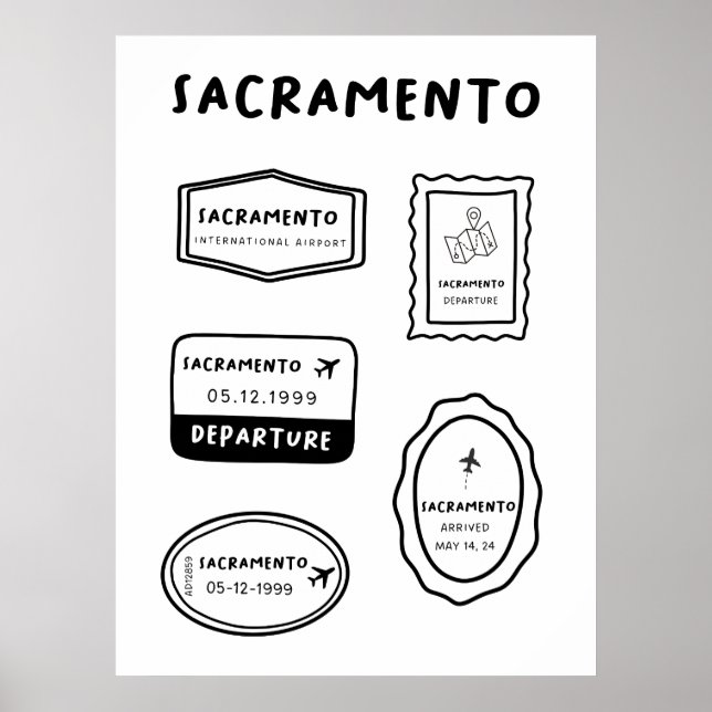 Sacramento - Travel Stamp Collection | Minimalist  Poster (Front)