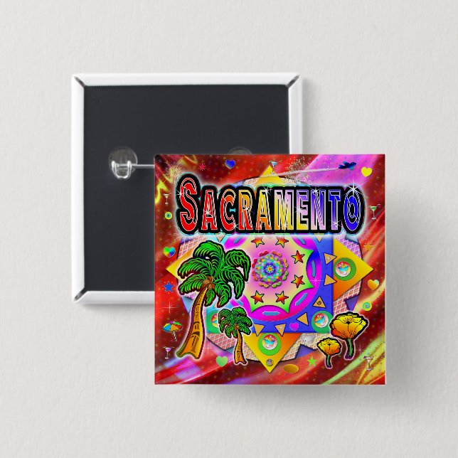 Sacramento Tropical Friends Button (Front & Back)