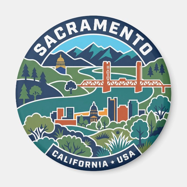 Sacramento Vintage Map California Magnet (Front)