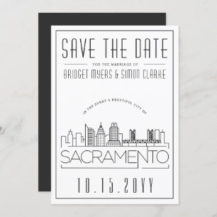 Sacramento Wedding   Skyline Save the Date Invitation