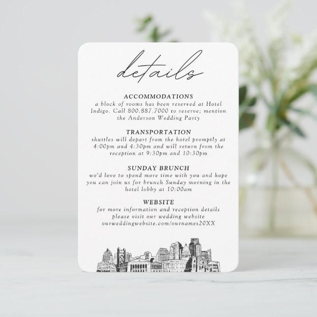 Sacramento Wedding Small Vertical Details Enclosure Card (Standing Front)