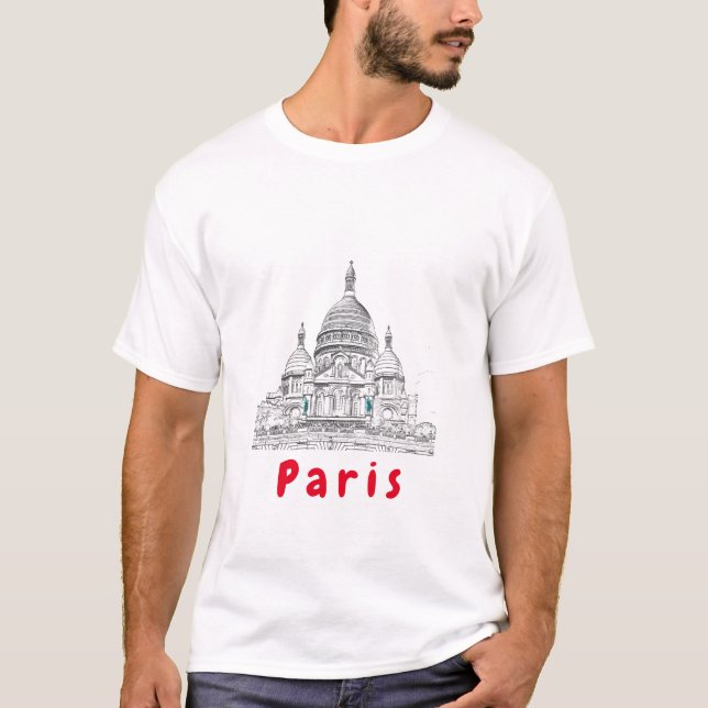 Sacre Coeur Basilica on Montmartre hill, Paris T-Shirt (Front)