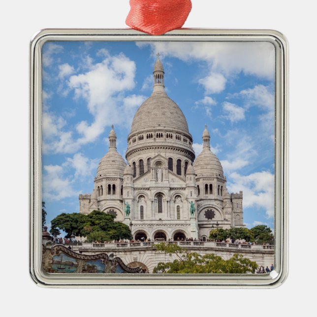 Sacre Coeur on Montmartre hill - Paris, France Metal Tree Decoration (Front)