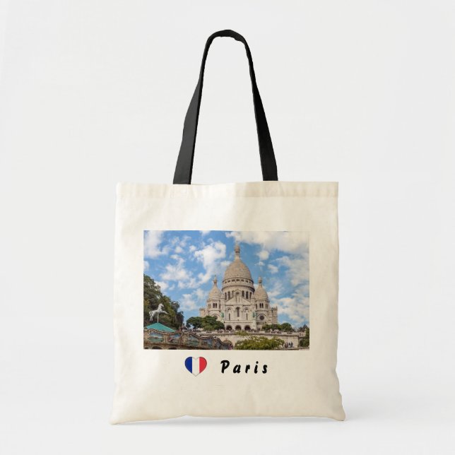Sacre Coeur on Montmartre hill - Paris, France Tote Bag (Front)